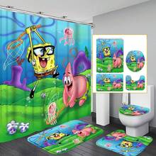 一套卡通图案浴帘套装，包含12个挂钩、180*180厘米防水浴帘、防滑垫、U型马桶垫和马桶盖，适用于房间、卧室、家居、浴室装饰及配件，也是节日礼物的理想之选。 - A - 查看 7