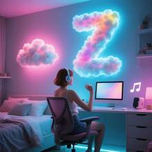 OBOVAY 1pc 200cm/400cm Smart Cloud Lamp, DIY Thunder Cloud LED Light (Single), Rhythm Music Night Light, USB Powered Wall-Mounted Giant Cloud Lamp - Made Of ABS Resin, Dimmable - Colorful Atmosphere Night Light, Ideal For Gaming Room And Party (Light Source Included) - Popular Christmas Gift, Suitable For Office, Bedroom, Gaming Room, Hotel, Party And Restaurant Holiday Decoration - Multicolor - View 6
