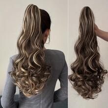 24 Inch Deep Wave Ponytail, High Temperature Fiber Synthetic Clip-In Ponytail Extension, Basic Style - Multicolor - View 11