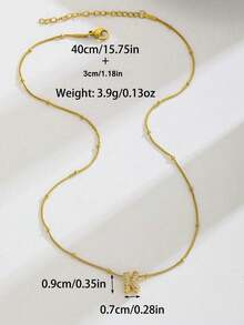 1件装奢华优雅时尚英文字母项链，金色不锈钢珠链字母项链，适合女性佩戴，是送给女友、妈妈、家人、朋友、女儿的绝佳礼物，适合情人节、母亲节、生日、毕业典礼、日常佩戴、婚礼、派对等场合。 - 金色 - 查看 6