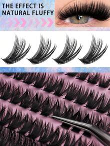 280根卷翘8-16毫米60D浓密3D加长单根假睫毛，可重复使用貂毛假睫毛 - D - 查看 2