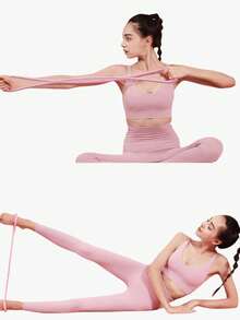 1pc 8-Shaped Resistance Band, High Elastic Figure-8 Pull-Up Assist Band For Back, Arm, Leg Stretching, Silicone Resistance Strap, Elastic Yoga Stretch Band, Fitness Band - Multicolor - View 3