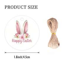 24/48 Pcs Easter Happy Round Labels With Rope, Bunny Ears And Floral Design, Festival Gift Hanging Tags, Ideal For Easter Gifts, Charming Souvenirs, Made Of Paper - Multicolor - View 7