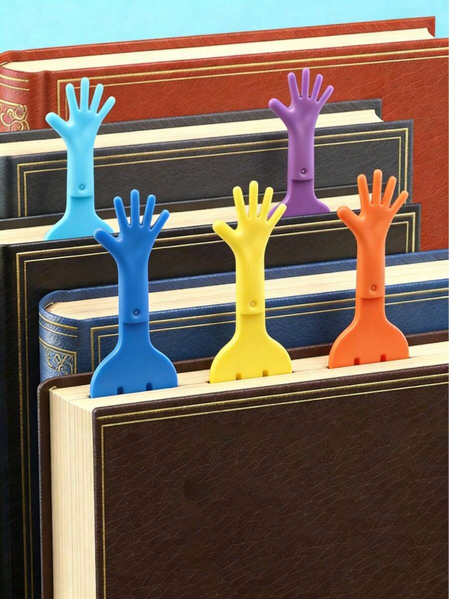 4pcs Creative Four-Finger Bookmark, Cute Notebook Page Clip, Interesting Memo Pad Accessory - Multicolor - View 1