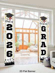 Bộ 2 biểu ngữ chúc mừng tốt nghiệp năm 2026, biển hiệu chúc mừng tốt nghiệp kích thước 30*180cm, chất liệu polyester màu vàng kim loại, dùng trang trí treo tường trong nhà/ngoài trời, đồ dùng trang trí tiệc tốt nghiệp trung học/đại học năm 2026. - nhiều màu - Xem 11