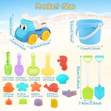 20pcs Beach Toys Set, Beach Car, Sand Digging Toys, Beach Bucket, Shovel, Beach Game Tools, Suitable Summer Beach Gift For Kids, Random Color - Multicolor - View 11