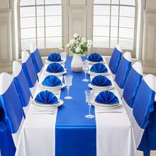 12 Pack Royal Blue Satin Table Runner 12x108 Inches Long, Silk-Like Smooth Table Decor For Wedding Prom Event Party - RoyalBlue - View 4