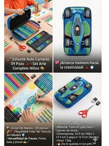 Estuche Auto Carreras 59 Pzas ️ - Set Arte Completo Niños - Conjuntos - Ver 6