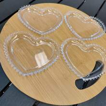 Set Of 6 Heart-Shaped Saucers, Pearl Model, Made Of Durable, Transparent Acrylic Material (Not Glass). - Trong sáng - Xem 6