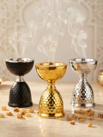 迷你优雅时尚香炉，金属简约锤纹设计，奢华香薰炉，精致优雅。银色/金色/黑色香炉，工艺精湛，优雅的香薰扩散器，适用于家居装饰、房间装饰、桌面装饰，无烟香氛容器，是客厅、卧室的理想之选。