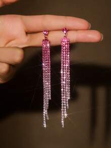 1 par de pendientes de cristal con borlas largas y elegantes, adecuados para el Día de San Valentín, el Día de la Madre, regalos para la novia, accesorios de pareja - 1142 - Ver 6