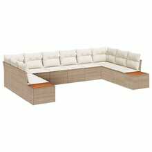 vidaXL 10-Teiliges Gartensofaset Mit Beigen Und Cremefarbenen Kissen, Polyrattan - Beige - Visualizzare 2