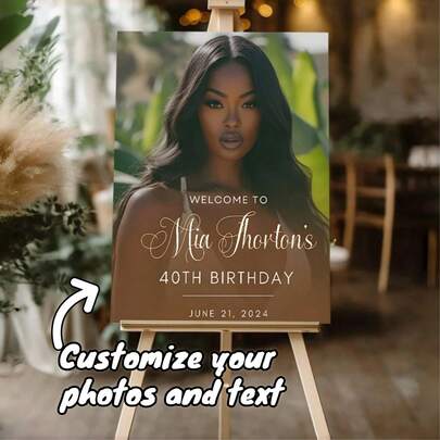 Customized PVC Photo Welcome Sign, Personalized Welcome Plaque, Party Gift, DIY Party Entrance Plaque, Upload Your Photo, Suitable For Birthday, Retirement, Wedding Party And Home Decor ,Forever Love