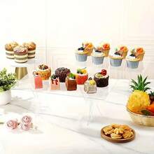 1pc 4-Tier Cupcake Stand, Foldable Cupcake Stand, Heart-Shaped Cupcake Stand, Acrylic Cupcake Stand, Suitable For Party, Wedding, Birthday Dessert Display - Clear - View 2