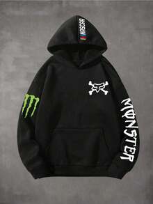 Men'sRacing Black Hoodie, Bone Pattern Fox Racing  Clothing, Ink Green Off-Road Vehicle Hooded Sweatshirt, Racing Enthusiasts, Autumn And Winter Long Sleeved Hooded Sweatshirt Double-Sided Printing  Suitable For Both Men And Women, Autumn And Winter Fashionable Daily Casual Wear, Y2k Clothes,Streetwear, New Year's Gift, The Best Gift For Friends - 黑色 - 查看 1