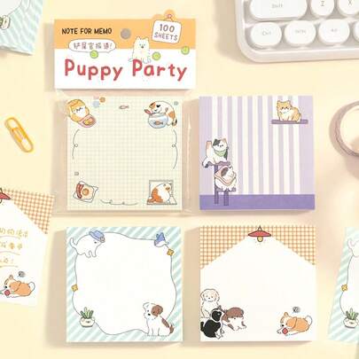 100 karteczek samoprzylepnych, seria Scooper Report, uroczy, ręcznie rysowany notatnik z kotem, odpowiedni do prowadzenia dziennika i pisania notatek