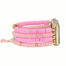 1 Piece Valentine's Day Gift - Pink Elastic Strap, Compatible With Apple Watch 38/40/41/42/44/45/46/49mm, Women's Band, Suitable For Apple Watch Ultra3/2/1 Series 11/10/9/8/7/6/SE/5/4/3/2/1 Replacement Band (Band Only) - Pink - View 2