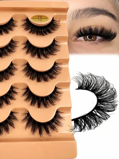 5 pares de pestañas postizas de lujo con rizo ruso DD, naturales y dramáticas, suaves y con efecto cruzado, pestañas rusas reutilizables y esponjosas con rayas, look de ojos de gato, pestañas alargadoras para realzar los ojos, esenciales para el maquillaje de ojos, gran regalo, adecuado para principiantes