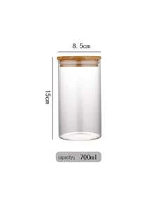 Set de 12 tarros de vidrio transparente de 150ml/1 pieza 700ml 1000ml 400ml con tapas de bambú a prueba de fugas - Multicolor - Ver 14