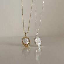 1 Pair Irregular Geometric Pearl Necklace Suitable For Women To Wear Both Elegant And Practical, Ideal For Daily Wear, Also Great As A Holiday Gift Or Special Occasion Decoration - 金色 - 查看 2