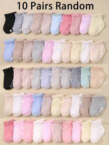 20/10/5 đôi tất chống trượt kiểu ngẫu nhiên, phù hợp cho trẻ nhỏ, đế cao su in hình dấu chân, tất viền ren dễ thương cho bé gái, trẻ sơ sinh, trẻ 0-3 tuổi, dùng được cả bốn mùa. - Nhiều màu - Xem 21