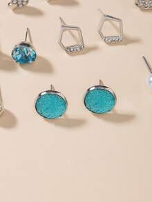 30 Pairs Women's Delicate Metal Tree, Shell, Pearl, Heart Shaped Earrings Set - Multicolor - View 4