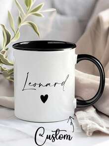 Customized Letter Name Coffee Mug, Personalized Design Cup, Customized Ceramic Mug, Creative Mug, Personalized Gift Water Cup, Personalized Coffee Mug, Personalized Best Friend Mug, Ceramic Cup, Creative Mug, Bridesmaid Gift, White Tea Cup - Multicolor - View 12