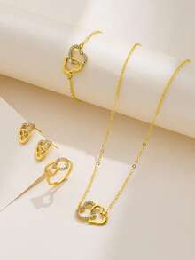 Bộ trang sức tối giản hình bướm phong cách Âu & Mỹ dành cho thanh thiếu niên, gồm dây chuyền, bông tai, vòng tay và nhẫn. - Nhiều màu - Xem 5