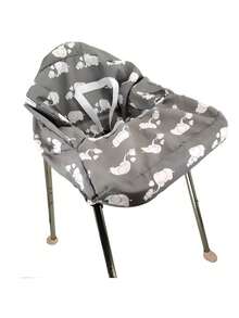 1pc Regular Baby Shopping Cart Protective Pad, Cartoon Portable Foldable Shopping Cart & High Chair Cushion - Gray White Elephant - View 5