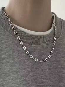 1 Classic Minimalist Oval Chain Necklace - Oval - View 7