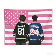 Heated Rivalry Tapestry Rozanov & Hollander 24 Wall Hanging Pink American Hockey Player Poster Fan Room Decor - 彩色 - 查看 4