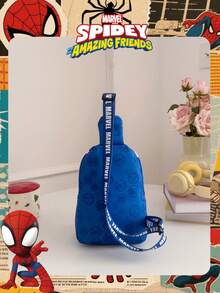 1pc Marvel Official Licensed Spider-Man Graphic Crossbody Bag, Boys' Casual Shoulder Bag, Lightweight Adjustable Strap Chest Bag, Cartoon Coin Purse, Suitable For Boys, Young Fans, Students, Great For Daily School, Outdoor Play, Theme Park Visit, Vacation, Convenient For Carrying Snacks - Blue - View 7