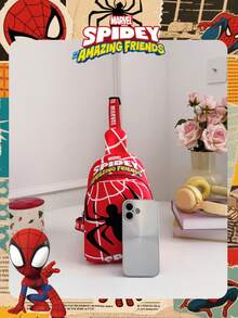 Marvel 1个漫威官方授权蜘蛛侠图案单肩包，男童休闲斜挎包，轻便可调节肩带胸包，卡通零钱包，适合男孩、年轻粉丝、学生，完美适用于日常上学、户外玩耍、主题公园游玩、假期旅行，方便携带零食。 - 紅色 - 查看 5