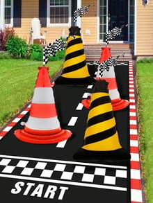 2/4pcs-Red & White Traffic Cone Balloon Set, Includes Red & White Road Barrier, Black & Yellow Road Barrier Balloons, Suitable For Multi-Function Construction Theme, Engineering Party, Sports Activity, Traffic Toy, Birthday Party - 彩色 - 查看 1