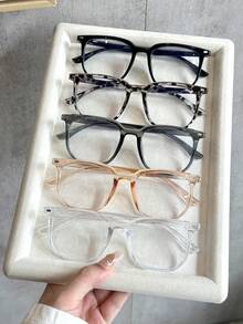 1 Pair Minimalist Elegant Multi-Function Multi-Color Geometric Transparent Full-Frame Women's Non-Prescription Glasses, High Toughness Plastic Material Lightweight And Comfortable, Suitable For All Face Shapes, Slimming Effect, Suitable For Daily Makeup - Multicolor - View 10