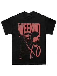 Graphic Women's Casual T-Shirt 220g XO 100% Cotton Tee 1 Piece Music Star Portrait Print T-Shirt Relaxed Fit Style - màu đen - Xem 7