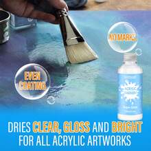 100毫升亮光丙烯酸清漆，高光透明密封剂，专业艺术家、业余画家，适用于画布艺术品、丙烯颜料、木材，快干水性，防紫外线和防泛黄，多表面适用，带刷子。 - 100ML - 查看 2
