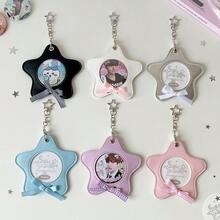 时尚简约芭蕾舞风格PU星卡夹，偶像动漫徽章展示收纳盒，带挂绳 - 彩色 - 查看 10