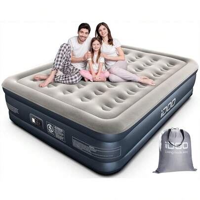 Single Air Bed Inflatable Mattress With Built-In Pump 3 Mins Quick Self-Inflation Deflation 188x99x38cm 249kg MAX Weight Capacity Flocked Top Surface Blow Up Air Mattress Portable For Camping Travel Guest Bed Home Durable Waterproof Non-Slip Bottom Easy To Fold Store Lightweight Indoor Outdoor Sleeping Mat Essential