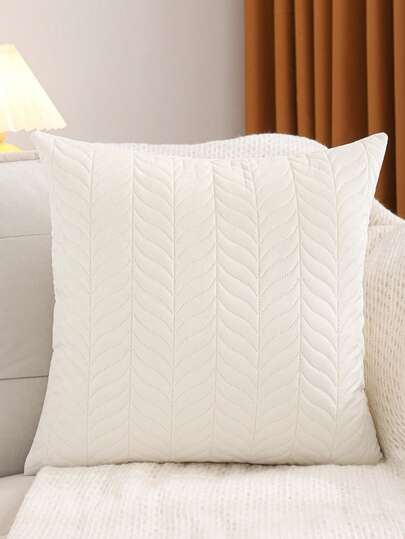 1件/2件装纯色装饰抱枕套，天鹅绒压纹几何图案，客厅沙发家居装饰，春夏款