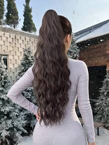 ZURO 28 Inch Long Wavy Synthetic Hair Ponytail Extension, Heat Resistant Fiber, Black/Brown, Suitable For Women, Girls, Party And Daily Use - Black Brown - View 4