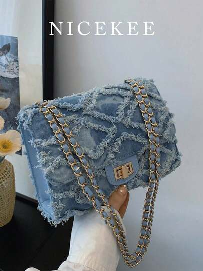 Niche Design Rhombus Tassel Shoulder Bag, Elegant Fashion Metal Chain Crossbody Bag, Multifunctional High-End Women Underarm Bag, Suitable For Dates, Gatherings, Outings, Shopping, Work Commute And Other Occasions