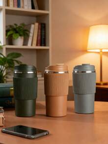 1pc Travel Mug With Leak-Proof Lid, Insulated Reusable Coffee Cup For Hot And Cold Drinks/Tea, Portable Stainless Steel Insulated Takeout Coffee Cup, Suitable For Car Use - Multicolor - View 8