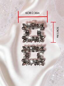 2件套可拆卸DIY鞋饰，时尚金属方形扣环装饰，优雅鞋履装饰，适用于高跟鞋、浅口鞋、办公及商务鞋款，黑色、白色、红色 - 黑色 - 查看 6