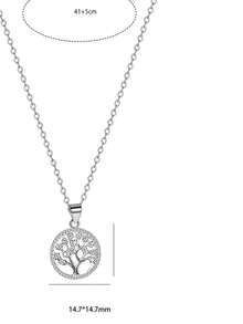 1件S925纯银镶嵌优雅锆石圆形生命之树吊坠项链，奢华日常佩戴百搭精致珠宝锁骨链，女士礼物 - 樹 - 查看 8