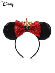 Disney 1个迪士尼卡通可爱蝴蝶结发箍，游乐园装饰米奇耳朵发箍，红色公主米奇耳朵发饰，适合迪士尼乐园、主题派对、生日，经典角色设计，情人节礼物佳选 - 彩色 - 查看 7