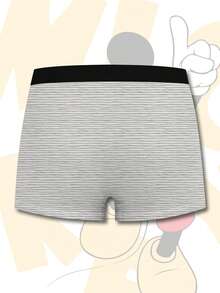 男士条纹3D印花平角内裤，时尚设计，适合日常休闲穿着 - 彩色 - 查看 3