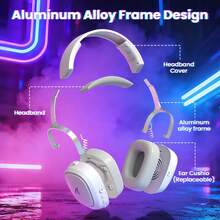 ATTACK SHARK G800 Wireless Gaming Headset, 7.1 Surround Stereo, 2.4GHz Low Latency Lightseed Technology, Bluetooth 5.2 & Wired Connection, 1000mAh Long Battery Life, 50mm Drivers, AI Noise Proof Detachable Microphone, RGB Lighting, Compatible With PC - Multicolor - View 4