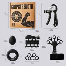 7PCS Grip Strength Trainer Kit, 2 Adjustable Forearm Resistance Grips, Finger Stretchers, Grip Ring, Hand Squeeze Ball, Finger Exercises, User Manual, Suitable for Hand Training, Suitable for Everyone - Schwarz - Übersicht 11