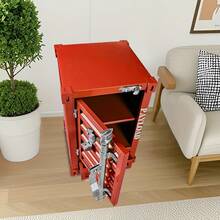 2層の収納スペースと引き出しを備えた1個のレトロで美しい金属製の収納ボックスは、多用途で、アイテムを整理整頓し、さまざまな日用品の保管に適しています。 WLHI - レッド - チェックする 13